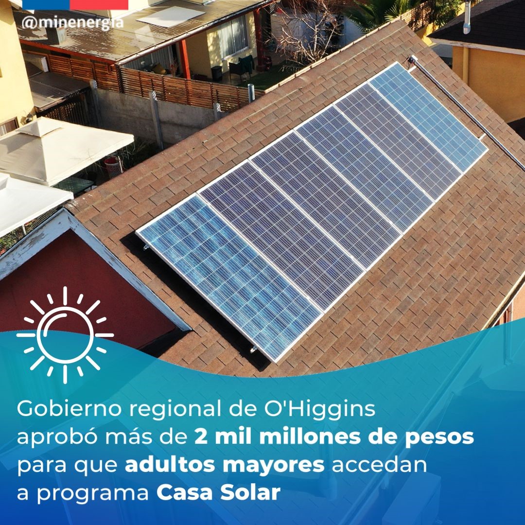 Adultos mayores de O'Higgins accederán a sistemas fotovoltaicos a través del Programa Casa Solar