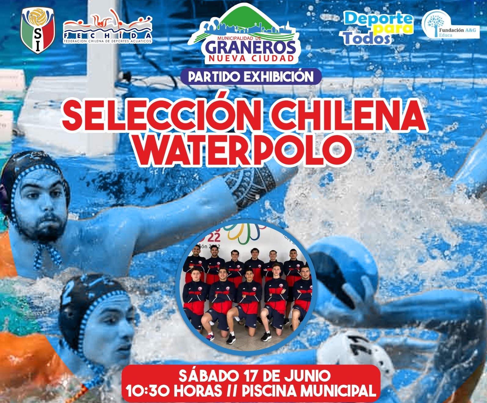 Selección nacional de waterpolo se presentará este sábado en Graneros