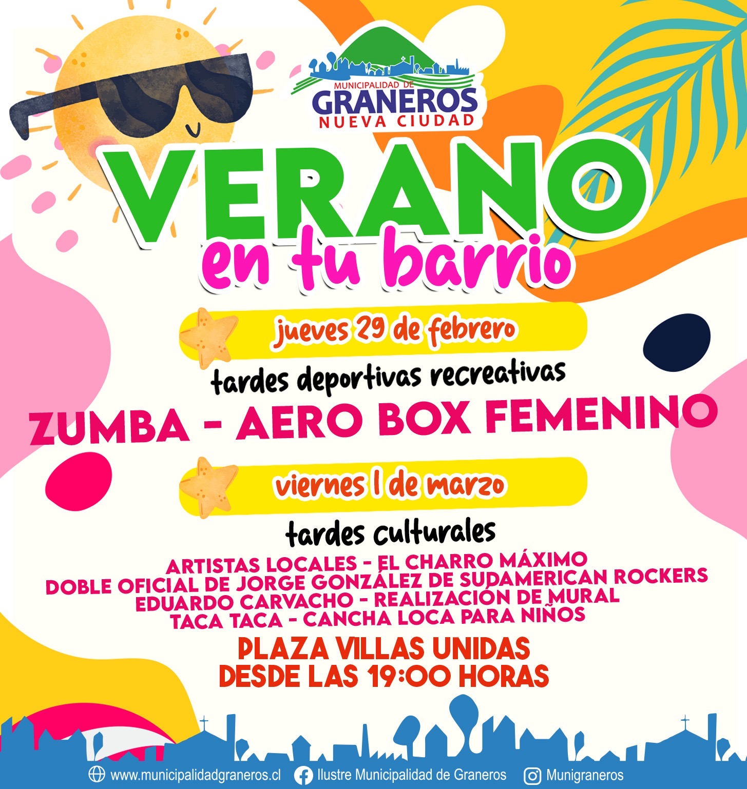 Magia, artistas en vivo, juegos infantiles y mucho deporte  en jornada de cierre de “Verano en Tu Barrio” en Graneros