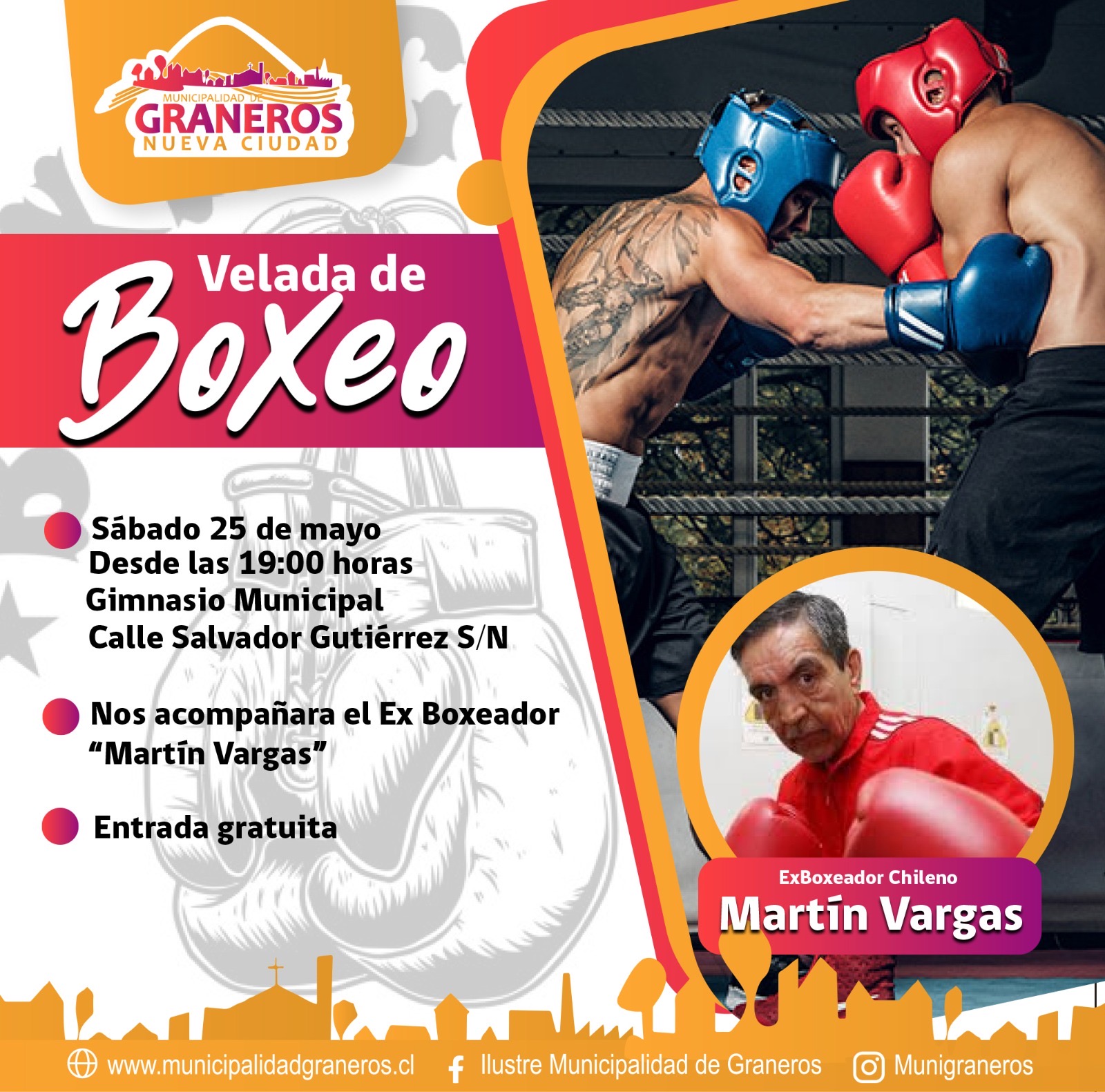 En Graneros invitan a una velada de box con Martín Vargas como gran protagonista