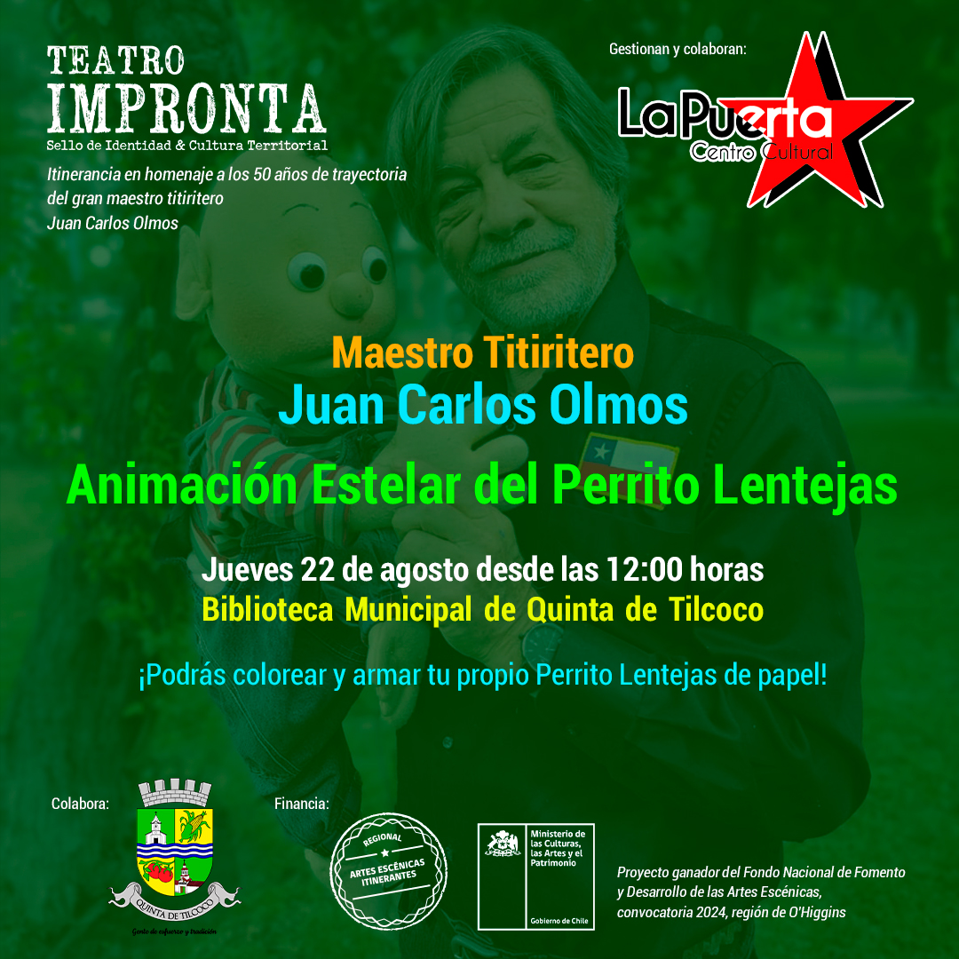 Este jueves en Quinta de Tilcoco: Homenaje al maestro titiritero Juan Carlos Olmos