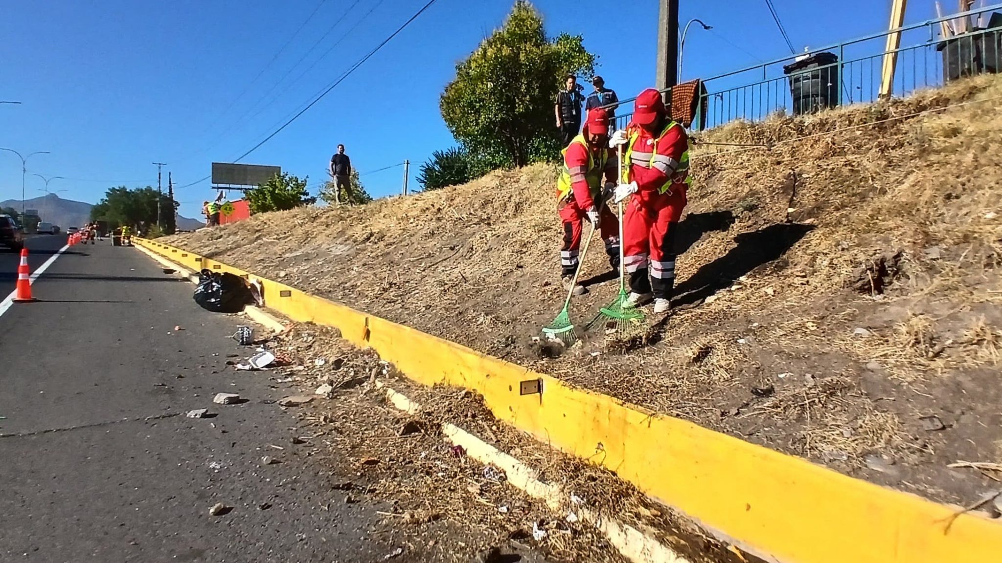 Rancagua continúa recuperando espacios públicos limpiando uno de los principales accesos a la ciudad