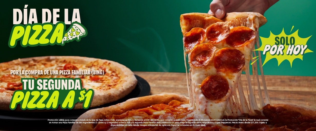 Pizzas a $1: Papa Johns festeja el Día Nacional de la Pizza con una increíble promoción