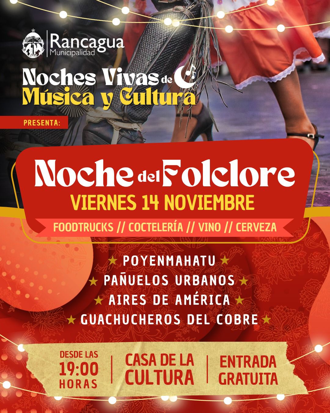 Rancagua celebrará la “Noche del Folclore” en la Casa de la Cultura