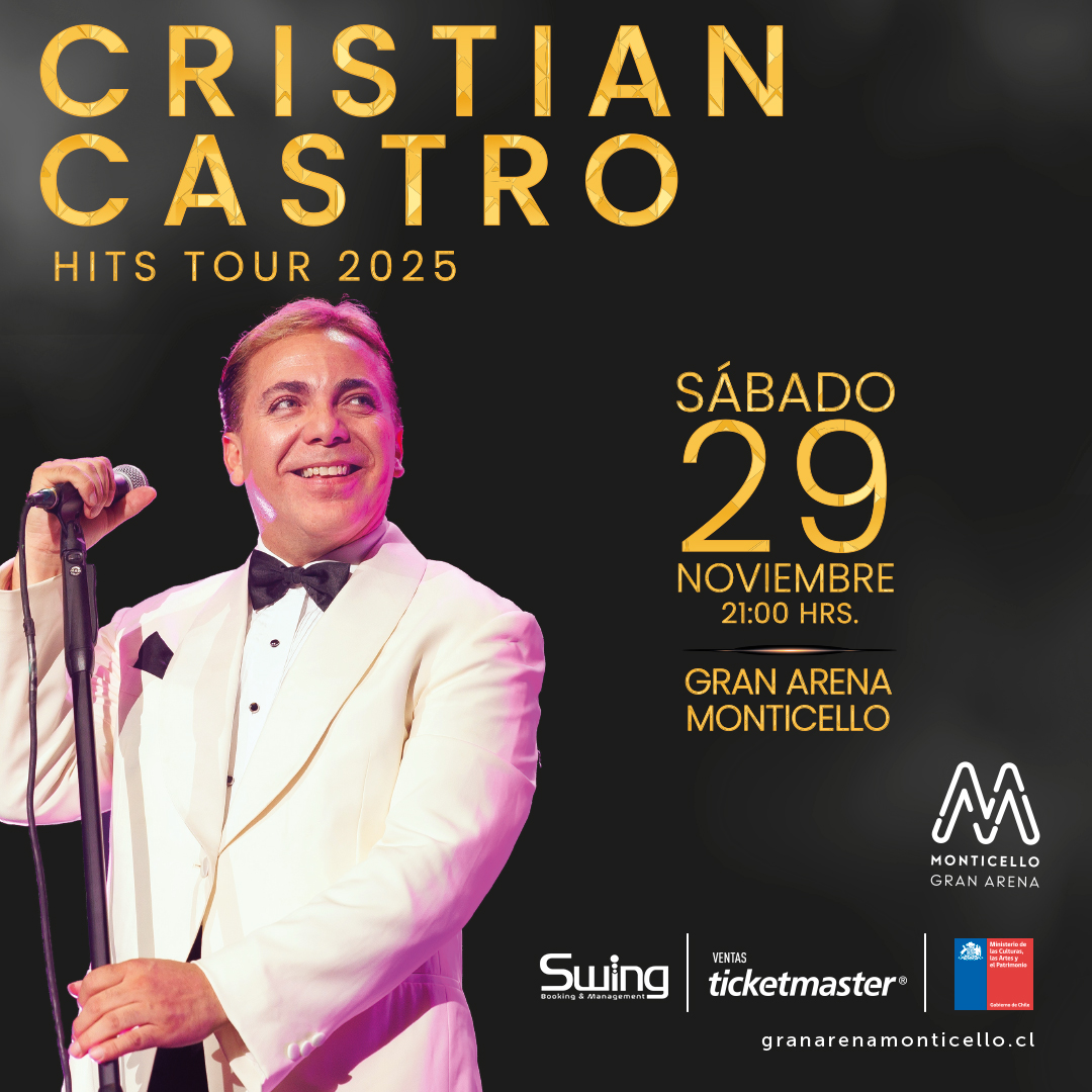 Cristián Castro llega a Gran Arena Monticello con su gira “Hits Tour 2025”.