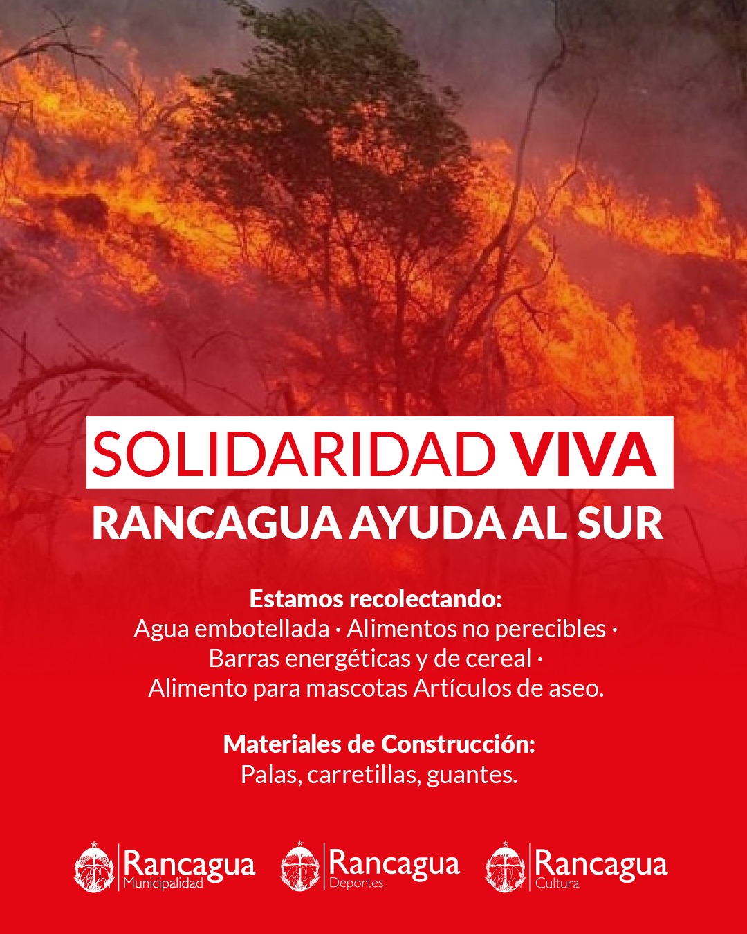 Rancagua inicia campaña solidaria en apoyo a damnificados por incendios en el sur del país