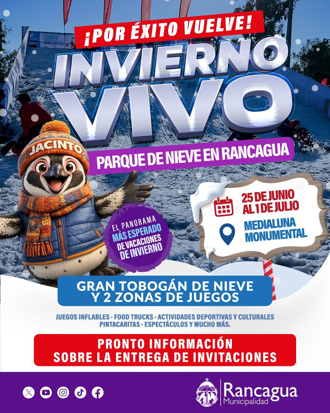 Municipio confirmó el regreso de “Invierno Vivo”, el Parque de Nieve en Rancagua