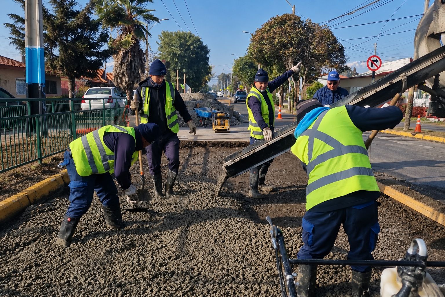 Equipos municipales de Rancagua ejecutan trabajos de hormigonado en Tal Tal con Santa Teresa de Los Andes*