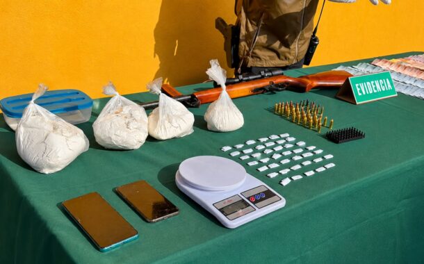 Investigación del OS-9 O'Higgins permite detener a imputado por lesiones con arma de fuego e incautar armas y casi tres kilos de droga en Rancagua