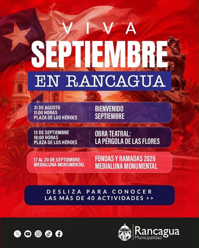 Más de 40 actividades darán vida a Rancagua durante el cierre de agosto y todo septiembre