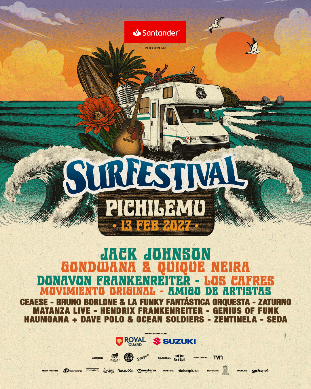 Gondwana & Quique Neira se suman a Surfestival 2027 encabezado por Jack Johnson