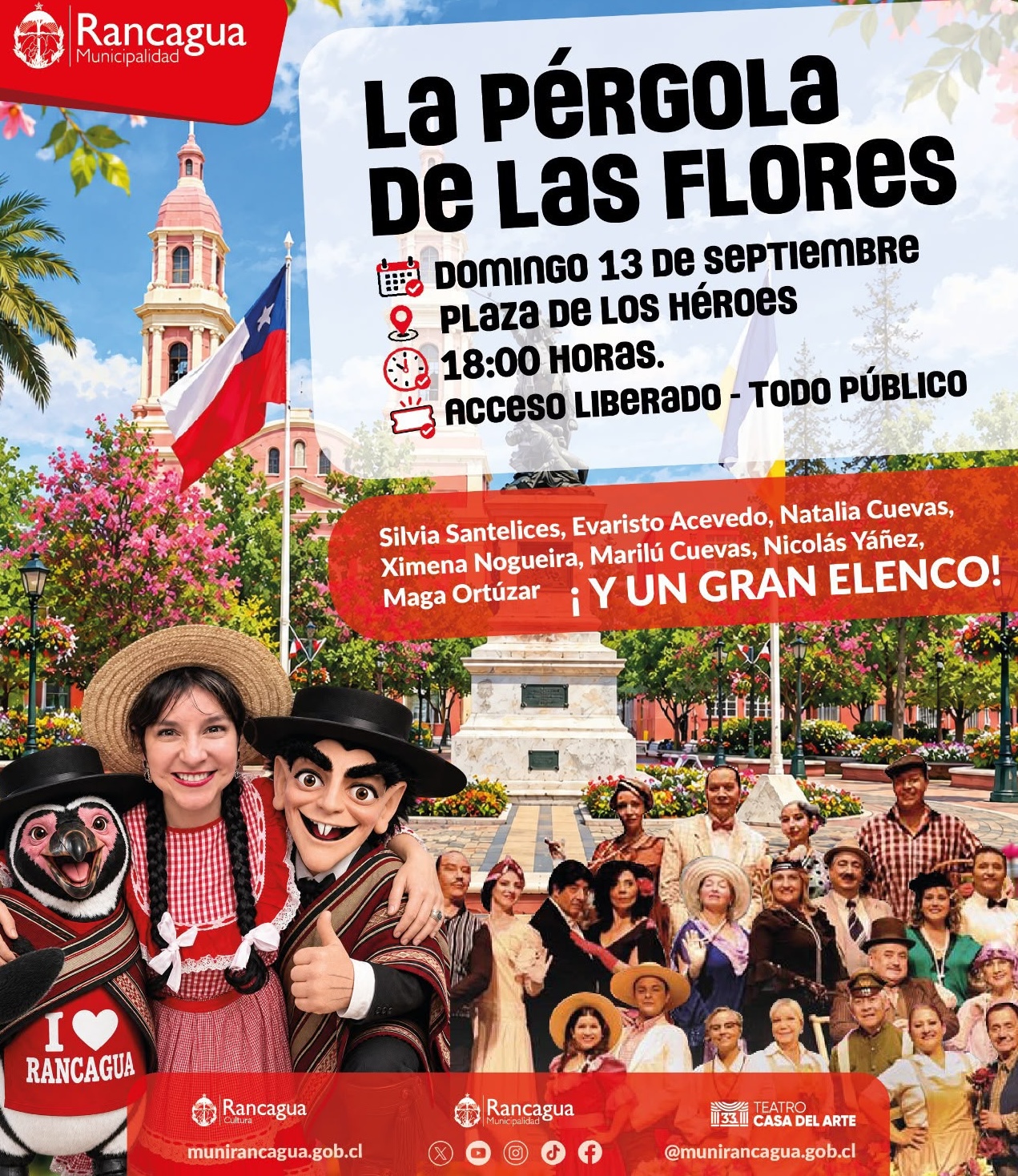 La Pérgola de las Flores” llegará este domingo a la Plaza de los Héroes de Rancagua