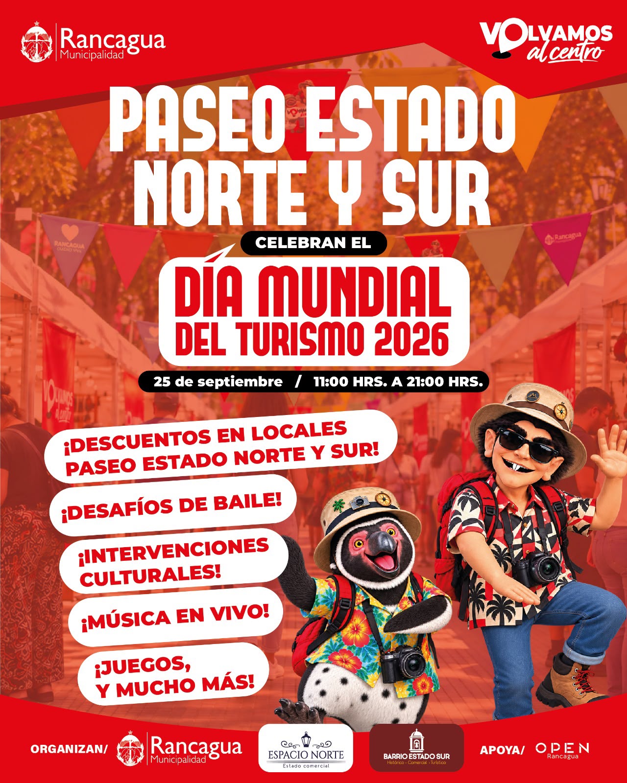 Rancagua celebrará el Día Mundial del Turismo con una gran jornada en el Paseo Estado Norte y Sur